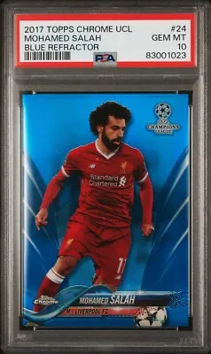 2017 Topps Chrome UEFA Champions League Blue Refractor /150 PSA 10 Mohamed Salah • £400