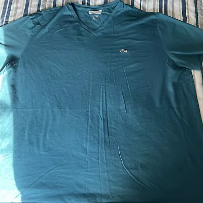 $10 • Buy Lacoste Men's Premium Pima Cotton T Shirt V-Neck Short Sleeve Sz 4XL TEAL