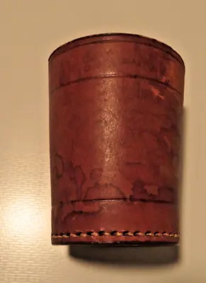 Vintage Dice Cup Thick Leather Stitched With 5 Card Dice • $25