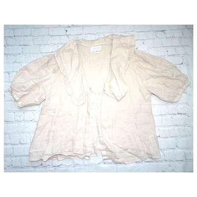 $45 • Buy Velvet By Graham & Spencer Carah Woven Linen Oversized Peter Pan Collar Blouse