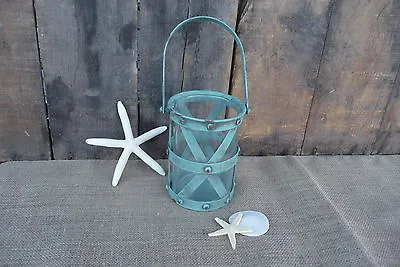 Turquoise Aqua Metal Candle Lantern Nautical Beach Coastal Home Decor Wedding  • $19.99