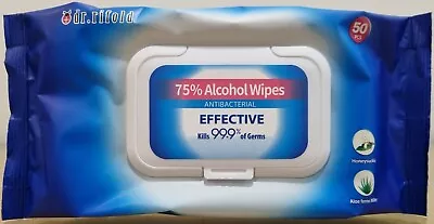 2 X 50pc/Pack Antibact. 75% Alcohol Wipes 99.9% Effective Thick 180mm X 150mm  • $19.95