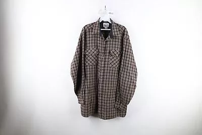 Vintage 90s Streetwear Mens XLT Knit Double Pocket Collared Button Shirt Plaid • $40.45