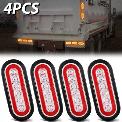 4PCS Red 6 Inch 6 LED Oval Stop Turn Signal Tail Brake Light Side Trailer Truck • $34.99