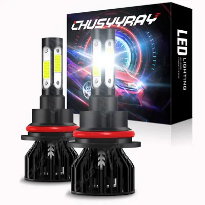 Pair 4-Side 9007 LED Headlight Bulbs Kit HB5 Hi/Low Dual Beam 6500K Super White • $15.99