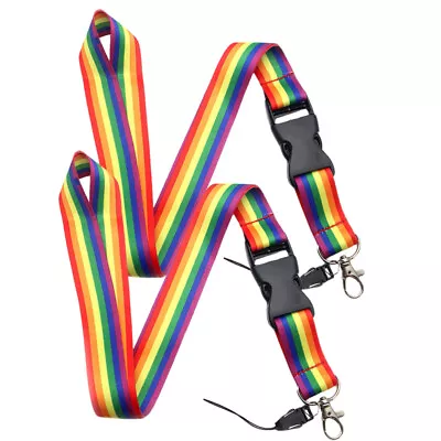  2 Pcs Rainbow Neck Strap Key Chain DIY Accessories Cell Phone • £9.38