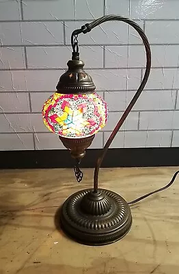 Turkish Moroccan Mosaic Stained Glass Swan Neck Table Lamp  • $35