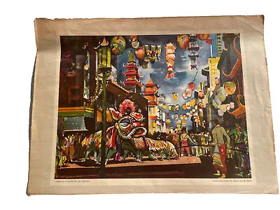 China Town Celebration San Francisco Millard Sheets 1950 United Airlines • $75