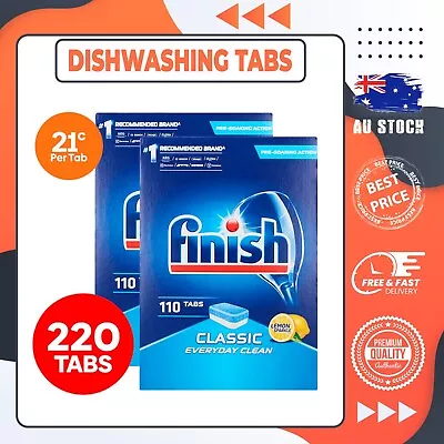 2x Finish Dishwashing Tablets Tabs Classic Everyday Clean Lemon Sparkle 110pk • $56.99