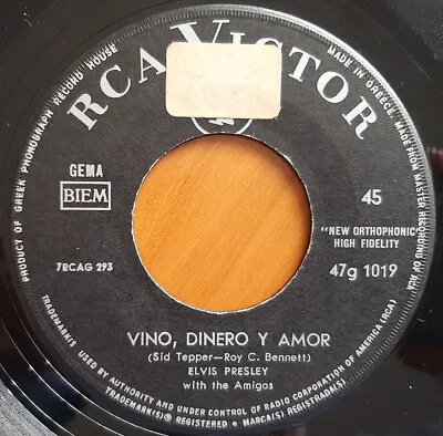 Elvis Presley Vino Dinero Y Amor / Marguerita Orig Greek 45' 1963 Rca Rare Vg! • $14