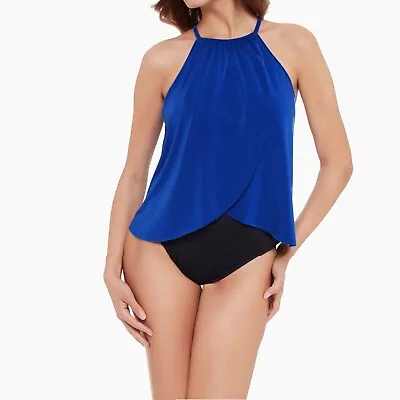 NEW MagicSuit Womens 1 Piece Swimdress Solid Black & Ultramarine Blue AUBREY 14 • $72