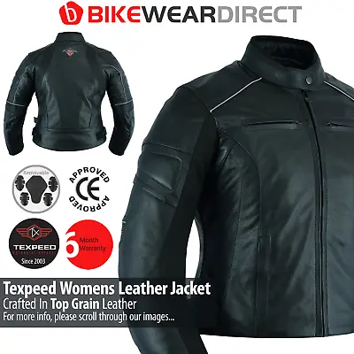 Leather Womens Motorcycle Motorbike Jacket Black CE Armoured Biker Racing • $62.16