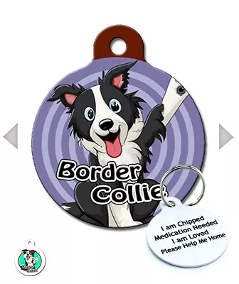 Border Collie Pet Tags Breed Dog ID Tags For Dogs Metal Name Disc For Collar • £3.99