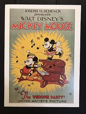 POSTCARD FROM VINTAGE MICKEY MOUSE SHORT FILM POSTERS THE WOOPEE PARTY C. 1932 • $5