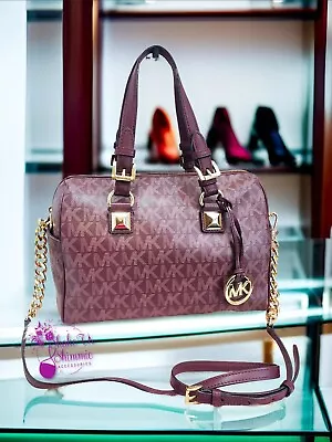 Michael Kors GRAYSON Logo Chain Satchel PURPLE Shoulder Bag Crossbody RARE/HTF  • $279