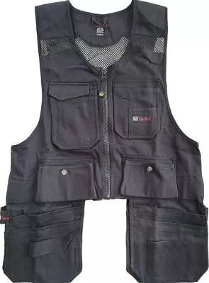 Tiger Trends Men Work Vest Pockets Utility Vest Tool Pockets Black • $69.99