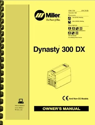 Miller Dynasty 300 DX 300DX Welder OWNER'S MANUAL • $19.95