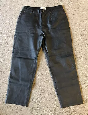 VTG Bagatelle Women's Lined Black Leather Riding Pants - Size 16 / 31 X 28.5 • $26