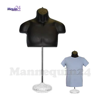 $53.85 • Buy Male Torso Body Dress Form Mannequin Black W/ Stand & Hanging Hook