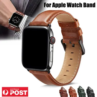 $18.99 • Buy 42 44 Apple Watch Band Genuine Leather Strap IWatch Series SE 6 5 4 3 2 1 38 40 