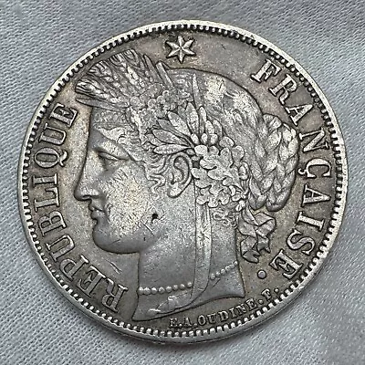 NICE! 1870-A Cérès 5 Francs (Paris Mint) With Motto - France Silver Coin Pretty • $50