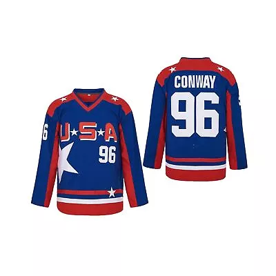 Men's #96 Charlie Conway Mighty Ducks Team USA Movie Hockey Jersey Stitched • $35.18