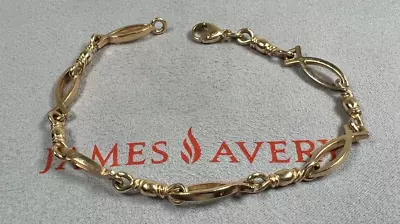 James Avery 14K Solid Yellow Gold XL Fishers Of Men Ichthus Bracelet - 8-9/16  • $1495