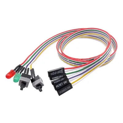 65cm PC Case Motherboard 2x ATX Power Switch Reset Button ON/OFF Cable W/ 2x LED • $6.99