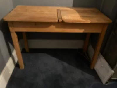 £50 • Buy Vintage School Desk Old Retro 50s Wooden Deck Double Lid