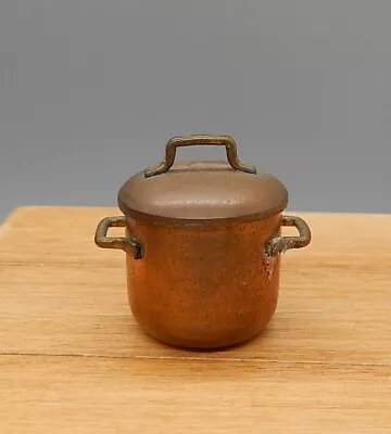 Vintage Jason Getzan Copper Stock Pot W Lid Artisan Dollhouse Miniature 1:12 • $24.99