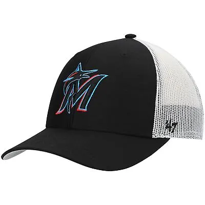 Men's '47 Black/White Miami Marlins Primary Logo Trucker Snapback Hat • $23.99