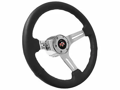 1969-1989 Firebird S6 Leather Steering Wheel Chrome Kit 67-69 Emblem • $247.49