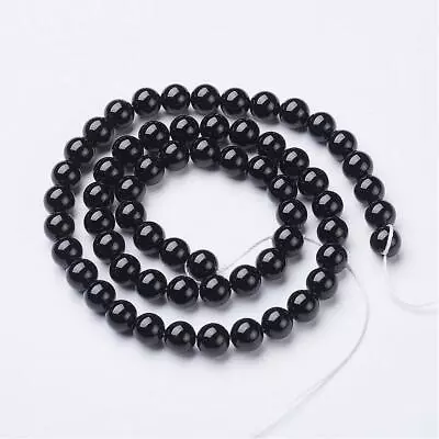 Onyx Gemstone Beads Black Natural Shiny Round 4mm 6mm 8mm Diameter • £4.49