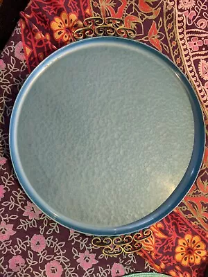 Vintage Kyes Of Pasadena Blue Moire Glaze MCM Hollywood Regency Tray • $32.50