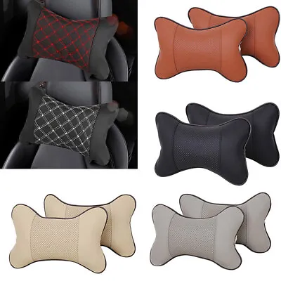 1/2Pcs Universal PU Leather Car Seat Head Neck Rest Cushion Pad Headrest Pillow • $8.99