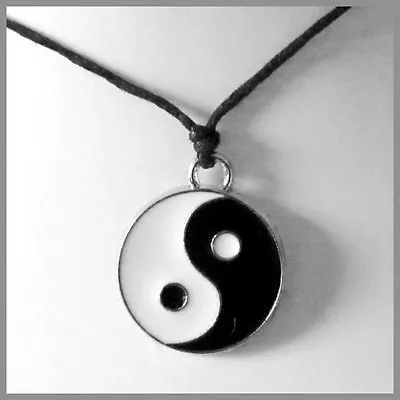 Yin Yang Symbol Pendant Charm Black Cord Necklace Meditation Gift Boy Men Women • $6.45