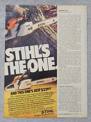 1985 Magazine Advertisement Page Stihl Chainsaw Stihl's The One Vintage Print Ad • $7.99