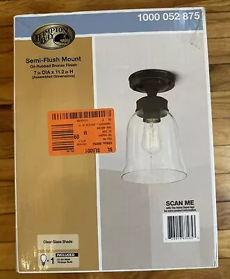 Hampton Bay 1-Light Oil Rubbed Bronze Vintage Bulb Semi-Flushmount Fixture  • $22.99