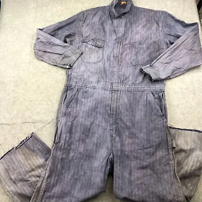 Vintage Wrangler Big Ben Denim Coveralls Mens 46 Long Distressed Mechanics * • $46.59