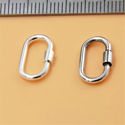 Silver Oval Screw Clasp Carabiner Lock Connectors For Bracelet Necklace Findings • £6.59