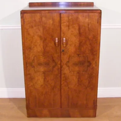 Good Quality Art Deco Walnut Hall Cupboard Or Gentleman's Wardrobe • £795