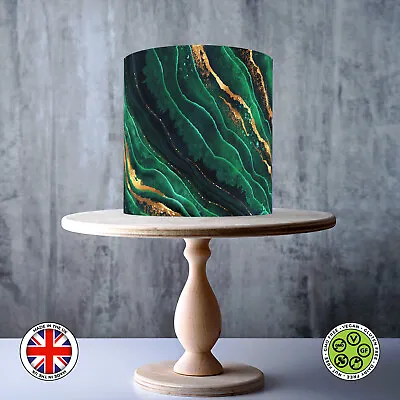 Sacramento Green With Gold Marble Pattern Edible Cake Topper ICING / WAFER • £7.79