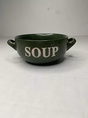 Mulberry Home Collection Green Speckled Soup Bowl W/ Double Handles Genmert • $16.77