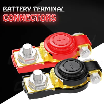 Pair Car Marine Battery Terminal Connectors Clamps Clip Head Charger Black Red • $9.99