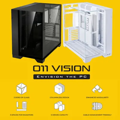 Lian Li O11 Vision Tempered Glass Black PC-O11VX Gaming Mid Tower PC Case • $250