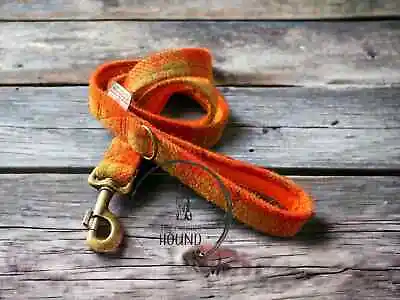 Handmade Orange Tartan Harris Tweed Dog Lead Leash Leads For Dogs And Puppies • £23