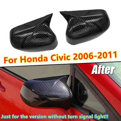 2Pcs Carbon Fiber Car Door Wing Mirror Cover Cap Set For Honda Civic 2006-2011 • $29.99