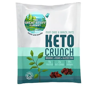 Chocolate Mint Brazil Nuts Keto Crunch 40g Snacks Organic Vegan Keto BB 18/01/24 • £2.50