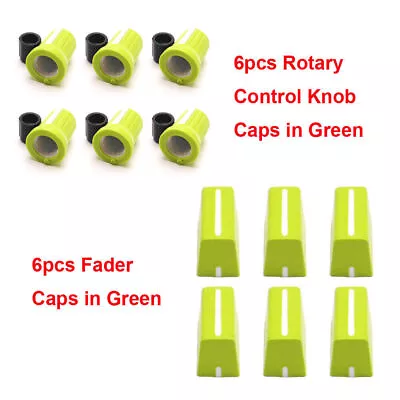 6PCS Rotary Knob+6PCS Fader Cap For Rane Mixer 61 62 64 68 TTM 57 (Green) • £18.59