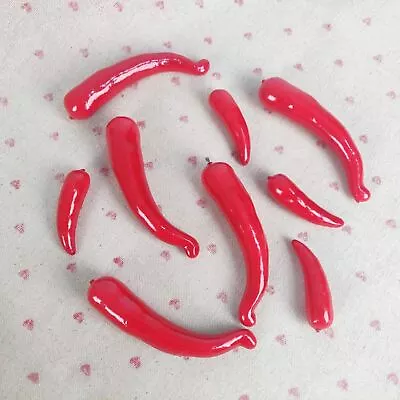 £3.99 • Buy Set Of 10 Multi-Size Red Artificial Chilis - Multi Size Red Jalapeno Chilly